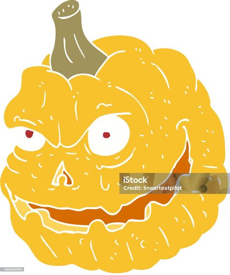 Flat Color Illustration Of Spooky Pumpkin Stock Illustration - Download Image Now - Art, Art ...