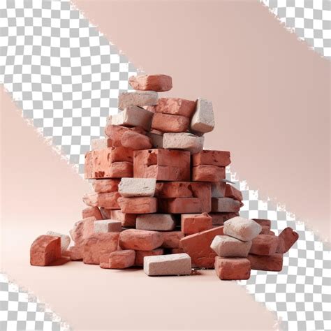 Premium PSD Red Bricks Piled At Construction Site