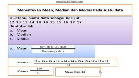 Cara Menentukan Mean Median Dan Modus Pada Suatu Data Youtube