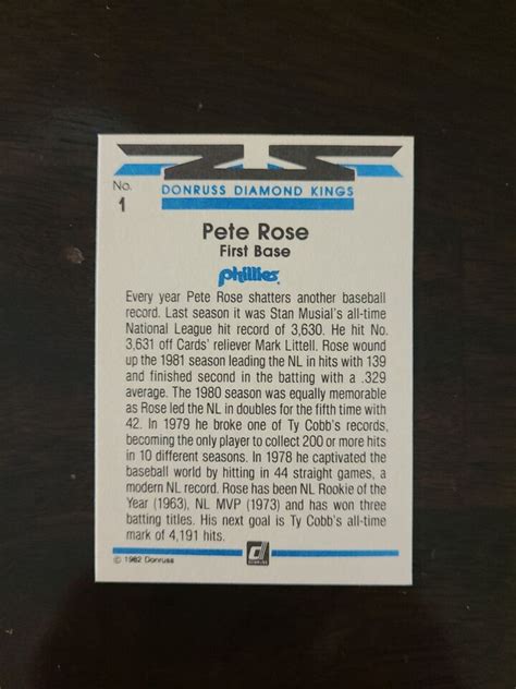 1982 Donruss Pete Rose 1 Diamond Kings Philadelphia Phillies EBay