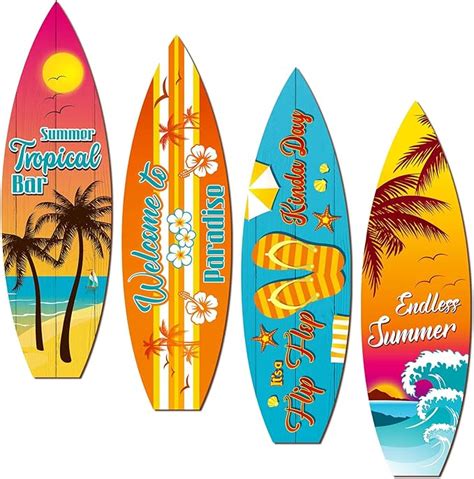 Amazon Blulu Pcs Tiki Surfboard Wall Hanging Sign Surfboard