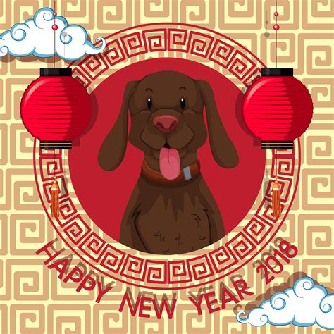 Cute dog on new year card template 448102 Vector Art at Vecteezy