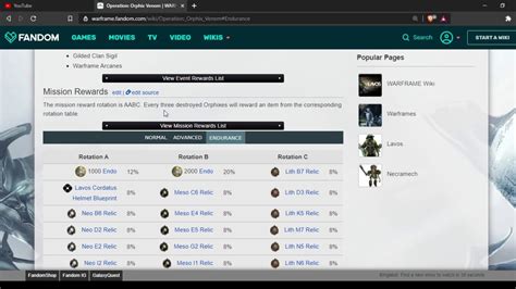 Warframe Tabla De Recompensas OperaciÓn Veneno De Orphix Youtube