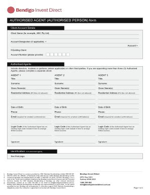 Fillable Online Authorised Agent Authorised Person Form Fax Email Print