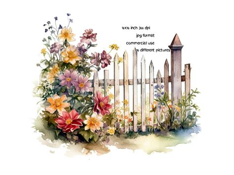 White Wooden Garden Fence Clipart Bundle 10 High Quality - Etsy