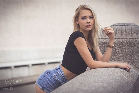 Long Hair Depth Of Field Blue Eyes Blonde Jean Shorts Pigtails