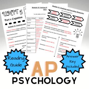 AP Psychology Unit 5 Cognition And Intelligence Reading Guide Myers