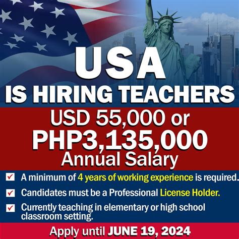 USA hires teachers from the PHILIPPINES (P3,135,000 Annual Salary) - Teachers Click