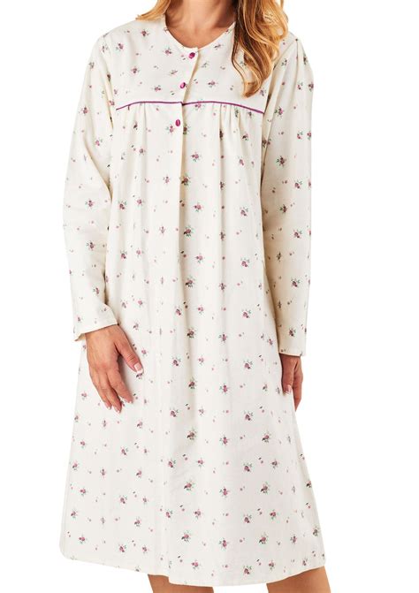 Ladies Slenderella Floral Nightdress Long Sleeved 100 Brushed Cotton Nightie Ebay