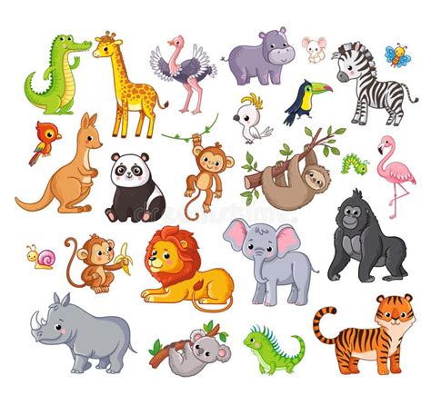 Big Vector Set with Animals in Cartoon Style. Vector Collection with ...