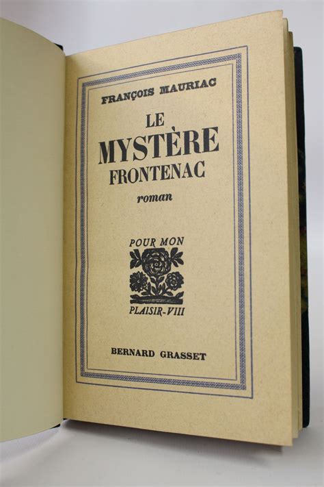 Mauriac Le Myst Re Frontenac First Edition Edition Originale