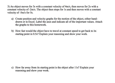 Solved An object moves for 3s with a constant velocity of | Chegg.com