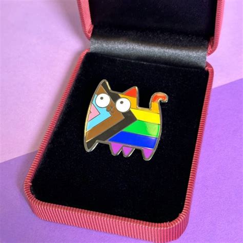 Progress Pride Cat Enamel Pin Lgbtq Pin Pride Pin Lgbt Brooch Badge Enamel Pin Gay Pin Pride
