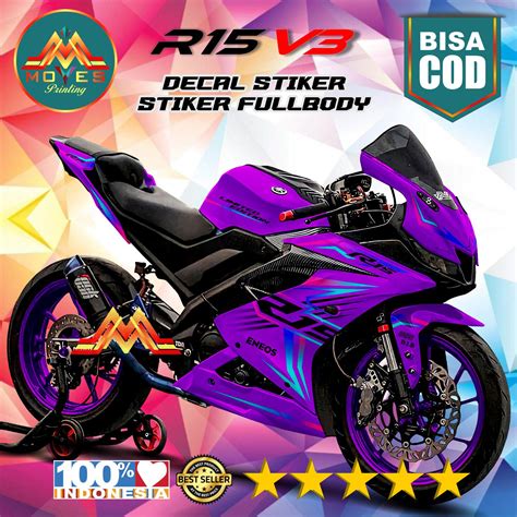 ⭐⭐⭐⭐⭐bisa Cod Bayar Di Tempat Decal Stiker Full Body Decal Sticker Motor R15 V3 Stiker