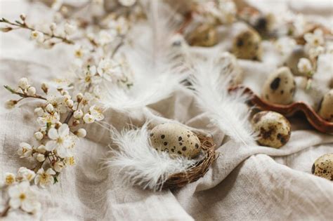 Felices Pascuas Huevos De Pascua Con Estilo Y Flores De Primavera En