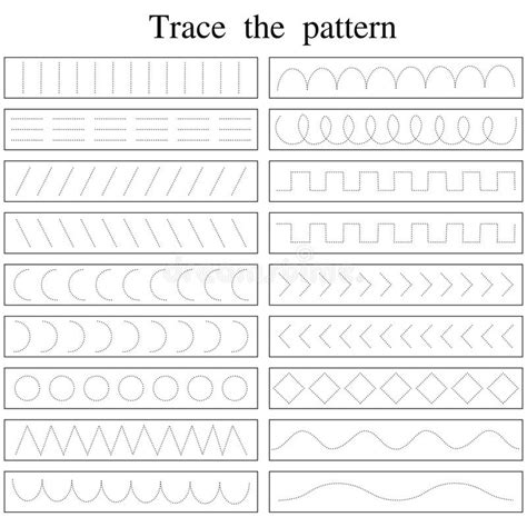 Tracing Lines With Early Education Worksheet For Kids Stock Image