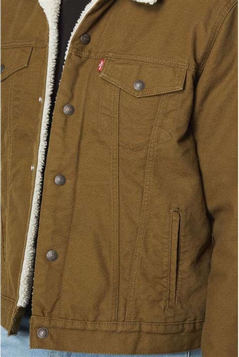 Levis Mens Sherpa Trucker Jacket Also Available In Big And Tallstandard Dark Olive The