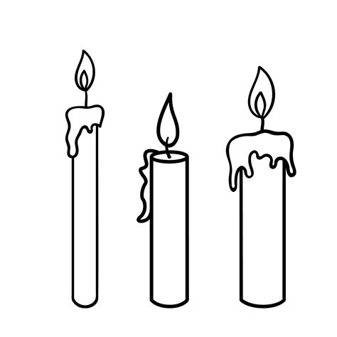 Candle Sketch Vector Burning Candle Doodle Isolated On White