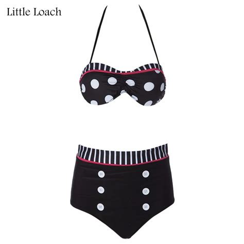 High Waist Bikini Set Underwire Bra Style Dot Bikini Spandex Material Women S Cutest Retro