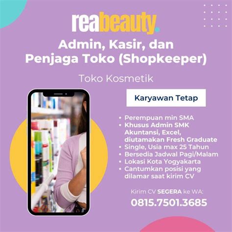 Lowongan Kerja Admin Kasir Shopkeeper Di Rea Beauty Lokerjogja Id