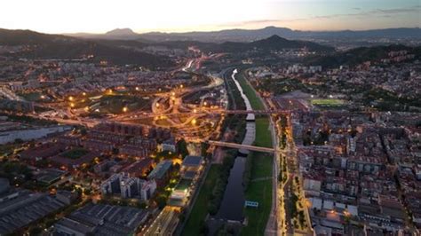 Aerial View Barcelona City Skyline Night Stock Footage Video (100% Royalty-free) 1095208223 ...