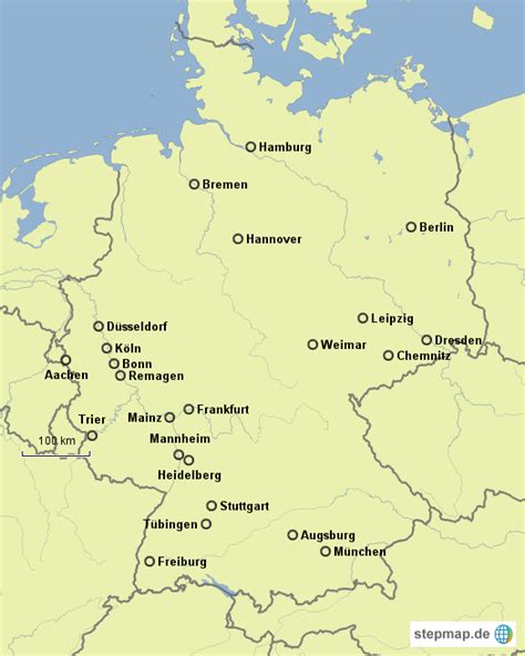 StepMap Ortsnamen Landkarte für Deutschland