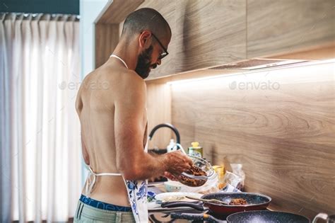 Naked Man In Apron Cooking Breakfast Stock Photo By Anita Bonita Photodune