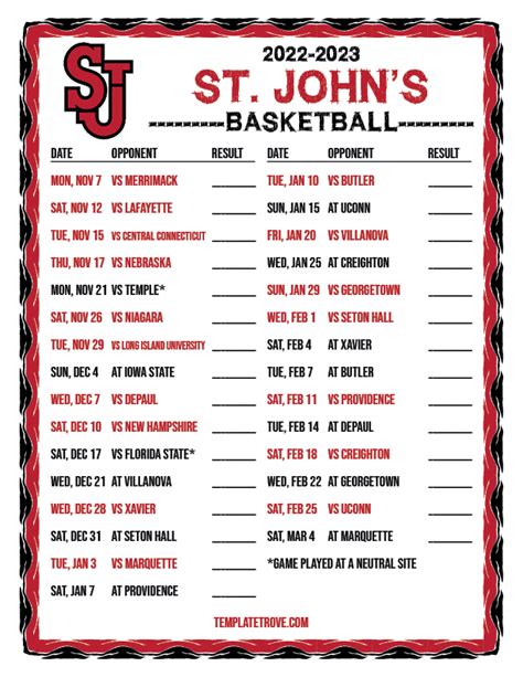 St Johns Basketball Schedule 2025 23 2025 Dates Joete Marena