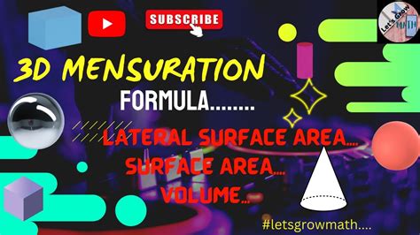 3 D Mensuration Formula I Volume Surface Area Lateral Surface Area I