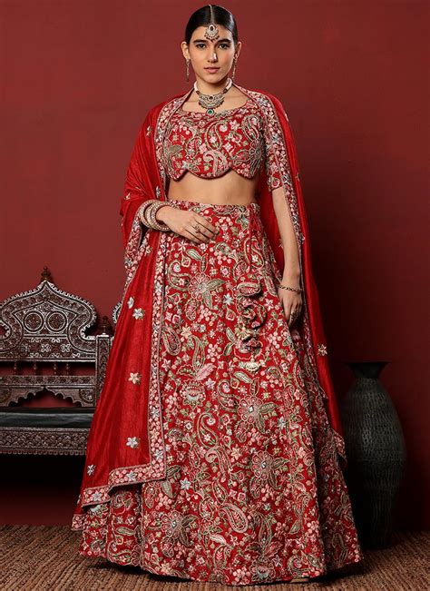 Shop Chic Blouse Look With Maroon Art Silk Lehenga Wedding Wear Online