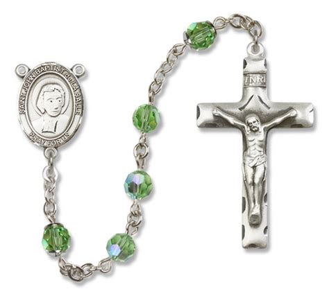 Peridot St John Baptist De La Salle Sterling Silver Heirloom Rosary