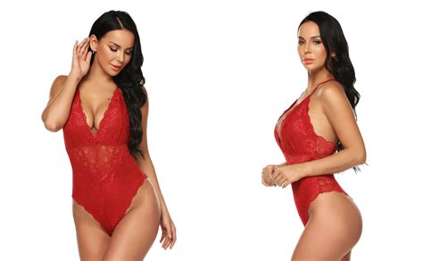 Klier Women Lingerie One Piece Lace Teddy Mini Bodysuit Sexy Halter