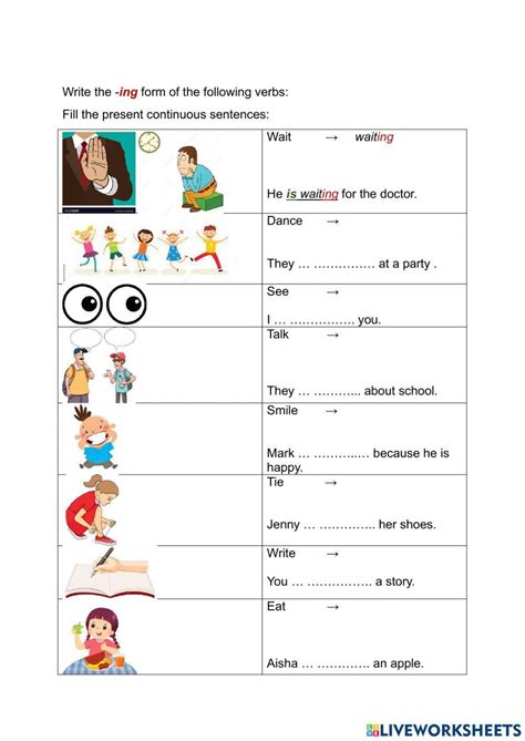 Ing Form And Present Continuous Worksheet Live Worksheets