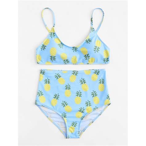 Pineapple Print High Waist Bikini Set En Trajes De Ba O Bikinis