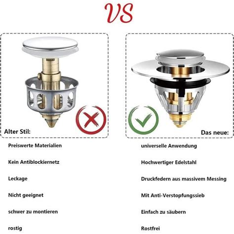 Lot De 2 Bouchons De Lavabo Pop Up Pour Trous De Drainage De 34 À 38 Mm