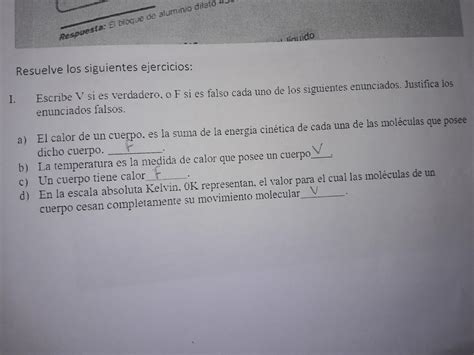 Escribe V Si Es Verdadero O F Si Es Falso En Cada Uno De Los