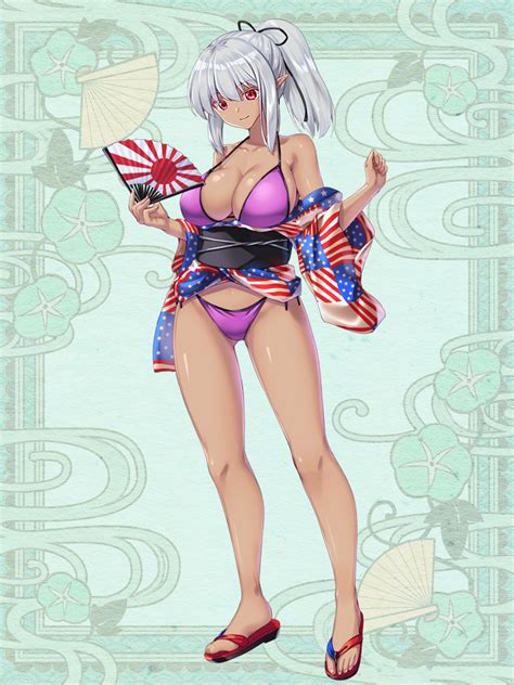 Ozuka Suma Kurutia Dorent Kerberos Blade Girl American Flag American Flag Print Bikini