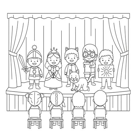 Atividade Sobre Teatro Para Colorir - Desenhos de Teatro Para Colorir, imprimir e pintar - Coloringlib