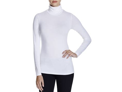 Majestic Long Sleeve Turtleneck Shirt In White Blanc Lyst