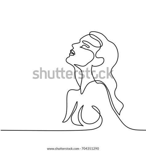 Continuous Line Drawing Abstract Portrait Woman Stock Vector Royalty