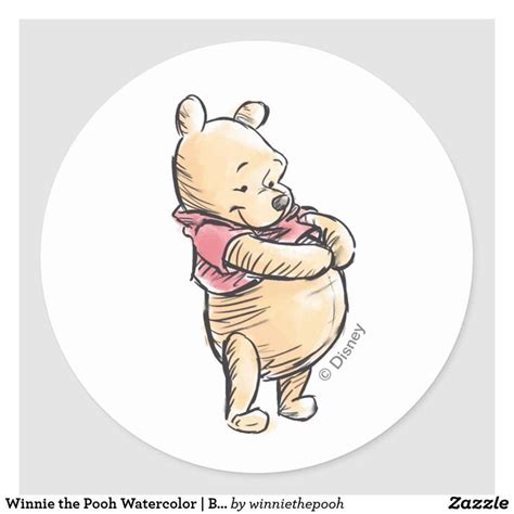 Winnie The Pooh Watercolor Baby Shower Classic Round Sticker Zazzle