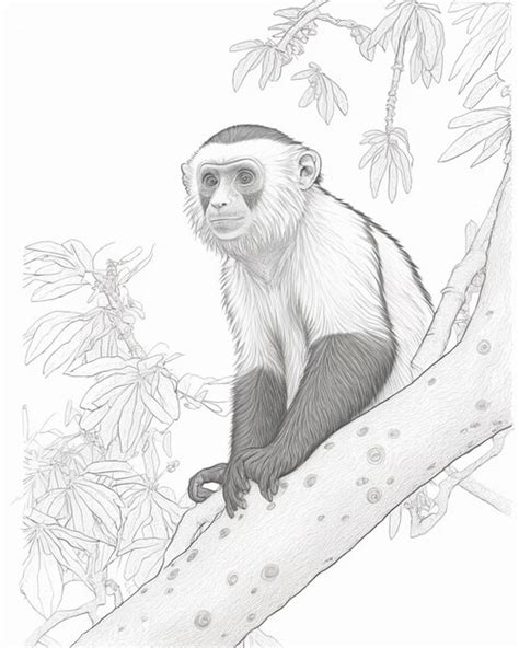 Premium Photo | A drawing of a monkey sitting on a branch of a tree ...