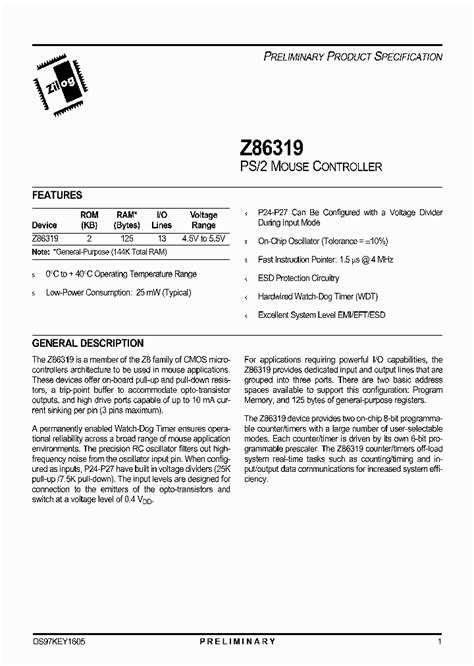 Z86319_607331.PDF Datasheet Download --- IC-ON-LINE