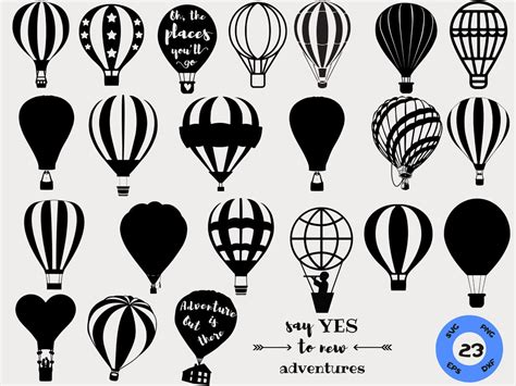 Hot Air Balloon Svg Air Balloon Svg Balloon Svg Hot Air Clipart Adventure Svg Balloon Set