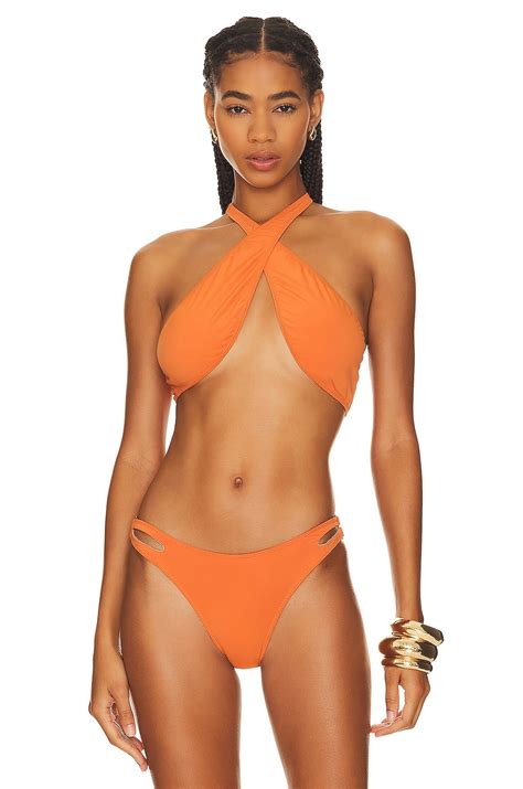 Yevrah Swim Ibiza Wrap Bikini Top In Burnt Orange Revolve