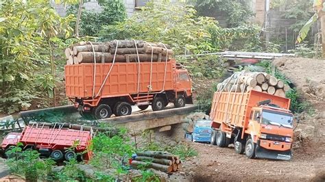 Terguling Di Tanjakan Rc Dump Truk Fuso Oleng Muat Kayu Log Miniatur