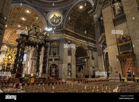 Vatican City, Vatican - January 4, 2017: Interior of Papal basilica of ...