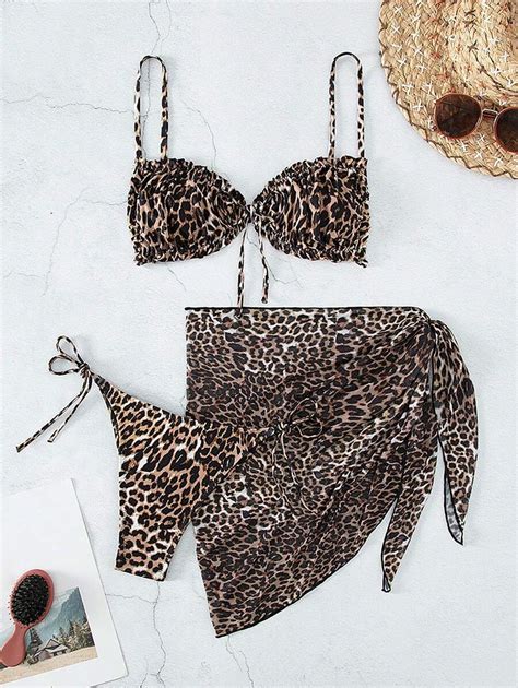 Shein Swim Ba Ador Bikini Con Estampado De Leopardo Con Cord N Lateral