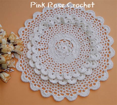 Pink Rose Crochet Centrinho Sousplat Supernatural