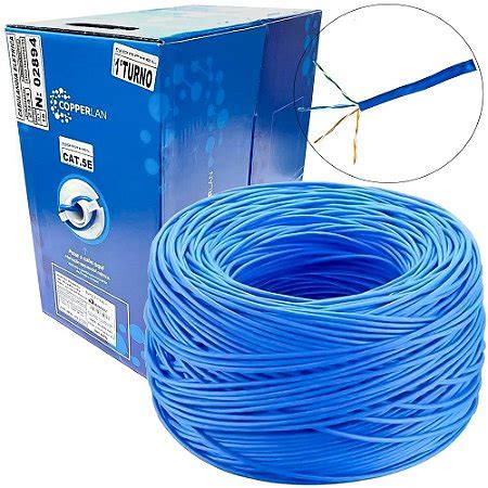 Caixa De Cabo De Rede Cat5E Utp 4p 4PX24AWG UTP CMX 100 Cobre WEC Azul